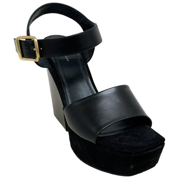Celine Black Leather / Suede Platform Sandals - Picture 1 of 6